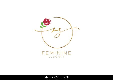 RS Feminine logo beauty monogram and elegant logo design, handwriting logo of initial signature, wedding, fashion, floral and botanical with creative Stock Vector