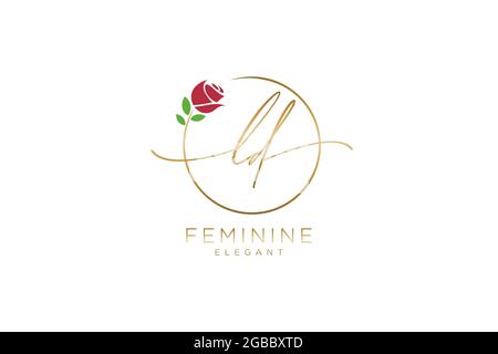 LD Feminine logo beauty monogram and elegant logo design, handwriting logo of initial signature, wedding, fashion, floral and botanical with creative Stock Vector