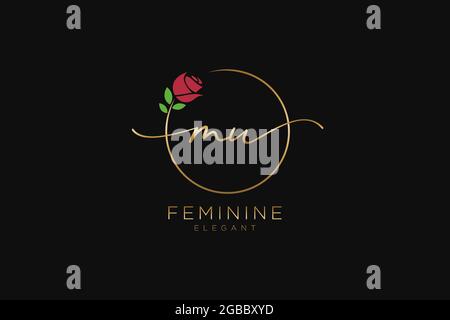 MU Feminine logo beauty monogram and elegant logo design, handwriting logo of initial signature, wedding, fashion, floral and botanical with creative Stock Vector