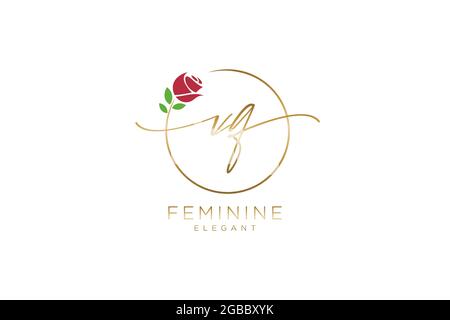 VQ Feminine logo beauty monogram and elegant logo design, handwriting logo of initial signature, wedding, fashion, floral and botanical with creative Stock Vector