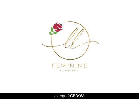 LL Feminine logo beauty monogram and elegant logo design, handwriting logo of initial signature, wedding, fashion, floral and botanical with creative Stock Vector