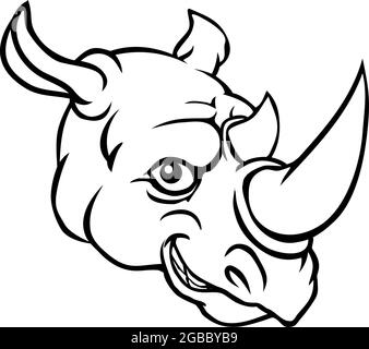 Rhino Mascot Cute Happy Cartoon Character Stock Vector