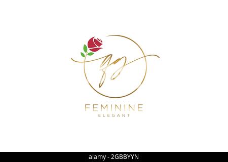 QG Feminine logo beauty monogram and elegant logo design, handwriting logo of initial signature, wedding, fashion, floral and botanical with creative Stock Vector