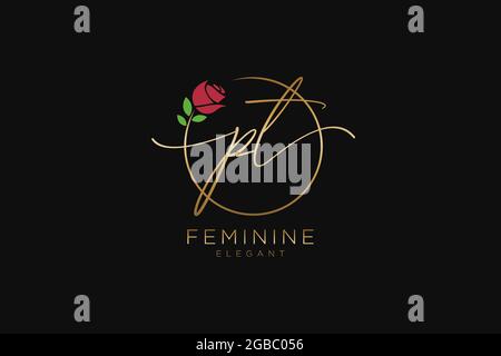 PT Feminine logo beauty monogram and elegant logo design, handwriting logo of initial signature, wedding, fashion, floral and botanical with creative Stock Vector