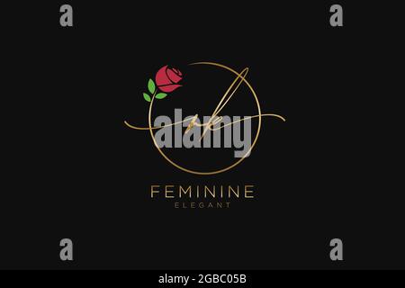 RK Feminine logo beauty monogram and elegant logo design, handwriting logo of initial signature, wedding, fashion, floral and botanical with creative Stock Vector