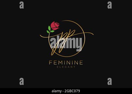 PP Feminine logo beauty monogram and elegant logo design, handwriting logo of initial signature, wedding, fashion, floral and botanical with creative Stock Vector