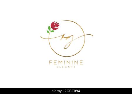 RG Feminine logo beauty monogram and elegant logo design, handwriting logo of initial signature, wedding, fashion, floral and botanical with creative Stock Vector