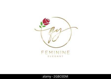 QY Feminine logo beauty monogram and elegant logo design, handwriting logo of initial signature, wedding, fashion, floral and botanical with creative Stock Vector