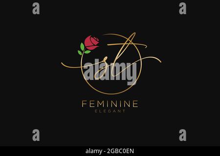 ST Feminine logo beauty monogram and elegant logo design, handwriting logo of initial signature, wedding, fashion, floral and botanical with creative Stock Vector