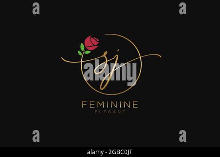 SJ Feminine logo beauty monogram and elegant logo design, handwriting logo of initial signature, wedding, fashion, floral and botanical with creative Stock Vector