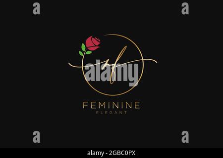 RF Feminine logo beauty monogram and elegant logo design, handwriting logo of initial signature, wedding, fashion, floral and botanical with creative Stock Vector
