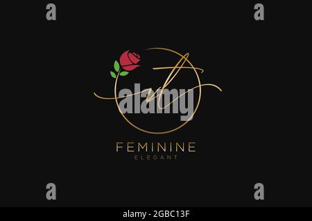 VT Feminine logo beauty monogram and elegant logo design, handwriting logo of initial signature, wedding, fashion, floral and botanical with creative Stock Vector