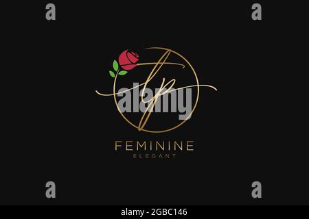 TP Feminine logo beauty monogram and elegant logo design, handwriting logo of initial signature, wedding, fashion, floral and botanical with creative Stock Vector