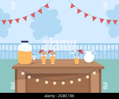Cocktail party venue flat color vector illustration Stock Vector