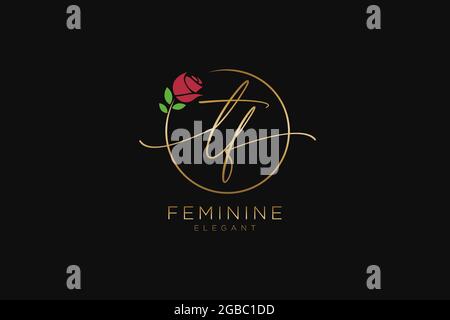 TF Feminine logo beauty monogram and elegant logo design, handwriting logo of initial signature, wedding, fashion, floral and botanical with creative Stock Vector