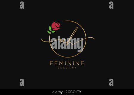 UH Feminine logo beauty monogram and elegant logo design, handwriting logo of initial signature, wedding, fashion, floral and botanical with creative Stock Vector