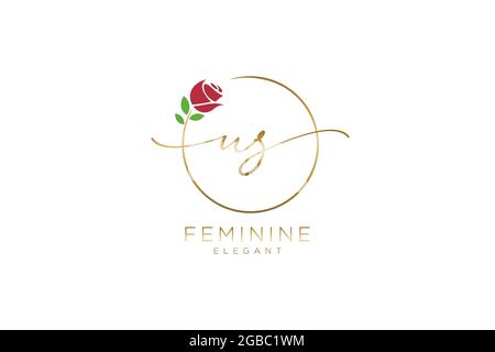 US Feminine logo beauty monogram and elegant logo design, handwriting logo of initial signature, wedding, fashion, floral and botanical with creative Stock Vector