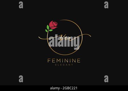 VU Feminine logo beauty monogram and elegant logo design, handwriting logo of initial signature, wedding, fashion, floral and botanical with creative Stock Vector