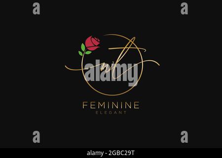 WT Feminine logo beauty monogram and elegant logo design, handwriting logo of initial signature, wedding, fashion, floral and botanical with creative Stock Vector