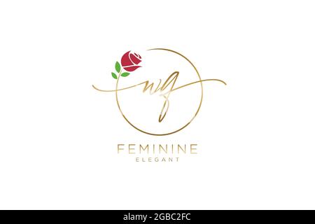 WQ Feminine logo beauty monogram and elegant logo design, handwriting logo of initial signature, wedding, fashion, floral and botanical with creative Stock Vector