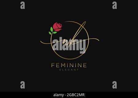 WK Feminine logo beauty monogram and elegant logo design, handwriting logo of initial signature, wedding, fashion, floral and botanical with creative Stock Vector