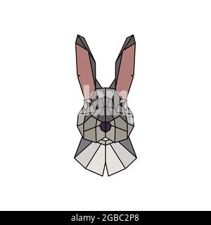 The face of a rabbit. Polygonal style. Vector illustration. Stock Vector