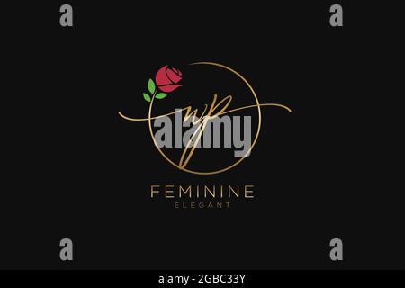 WP Feminine logo beauty monogram and elegant logo design, handwriting logo of initial signature, wedding, fashion, floral and botanical with creative Stock Vector