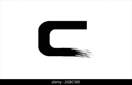 Initial Letter C  Zen  Brush Stroke letter icon logo design illustration or black paint letter logos Stock Vector