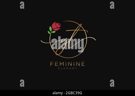 YT Feminine logo beauty monogram and elegant logo design, handwriting logo of initial signature, wedding, fashion, floral and botanical with creative Stock Vector