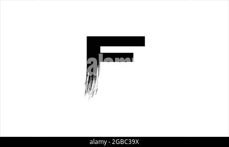 Initial Letter F Zen  Brush Stroke letter icon logo design illustration or black paint letter logos Stock Vector