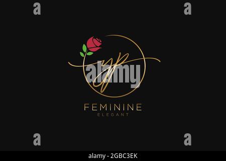 YP Feminine logo beauty monogram and elegant logo design, handwriting logo of initial signature, wedding, fashion, floral and botanical with creative Stock Vector