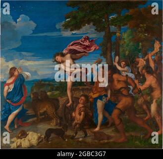 Title: Bacchus and Ariadne Creator: Titian - Tiziano Vecellio  Date: 1520-3 Medium: oil on canvas Dimensions: 176.5 x 191 cm Location: The National Gallery, London Stock Photo