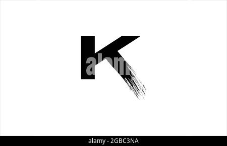 Initial Letter K Zen  Brush Stroke letter icon logo design illustration or black paint letter logos Stock Vector