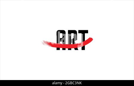 ART text logo with Red paint brush in black color and flat minimal vector logo style or  ART   Typography  logos Stock Vector