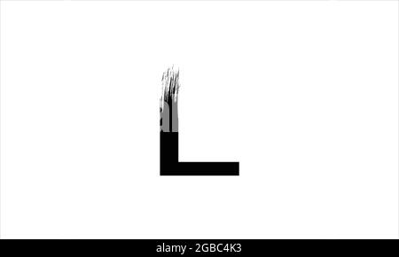 Initial Letter L Zen  Brush Stroke letter icon logo design illustration or black paint letter logos Stock Vector