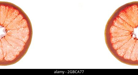 segment of orange grapefruit on white isolated Stock Photo