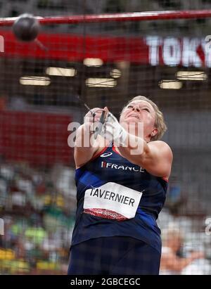 Tokyo, Japan. 3rd Aug, 2021. Alexandra Tavernier of France competes during the Women's Hammer Throw Final at the Tokyo 2020 Olympic Games in Tokyo, Japan, Aug. 3, 2021. Credit: Wang Lili/Xinhua/Alamy Live News Stock Photo