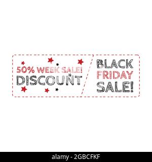 Black Friday sale scribble grunge stamp on white background. Grunge stamp and text black Friday outline vector image in red and black color Stock Vector