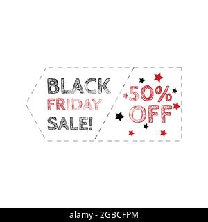 Black Friday sale scribble grunge stamp on white background. Grunge stamp and text black friday outline vector image in red and black color Stock Vector