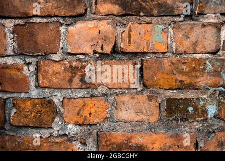 Red brick wall texture grunge background with vignetted corners Stock Photo