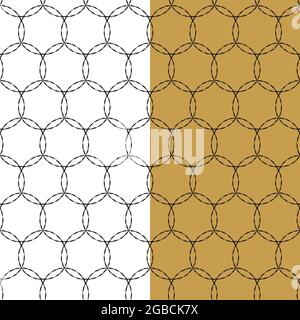 Hand drawn ink brush seamless pattern. Neutral circle grid backdrop. White, yellow mustard easy editable color background. Vector Stock Vector