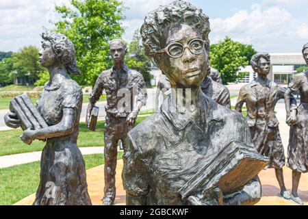 Arkansas Little Rock,Little Rock Nine Central High School,1957 desegregation crisis,Black History students teen teens teenagers sculpture bronze,John Stock Photo