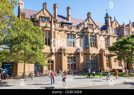 Sydney Australia,University of Sydney campus,Anderson Stuart building sandstone students outside exterior, Stock Photo