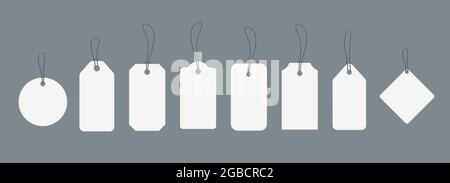 White hanging price tags. Can be used for sales and promotions. Stock Vector