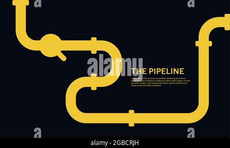 Pipeline infographic. Oil flat vector design with black background. Stock Vector