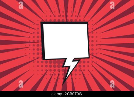Empty cartoon black and white cloud pop art expression speech box on red. Stock Vector