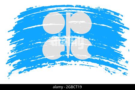 OPEC flag in grunge brush stroke, vector image Stock Vector