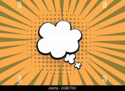 Empty cartoon black and white cloud pop art expression speech box on yellow. Stock Vector