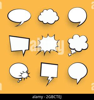 Set of speech bubbles. Halftone shadows. Vector illustration Stock Vector
