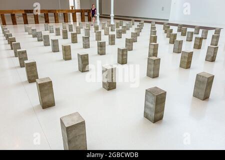 Madrid Spain,Retiro,Parque del Buen Retiro Buen Retiro Park,Palacio de Velazquez Mining building,art installation Carl Andre Sculpture as Place exhibi Stock Photo